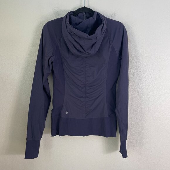 Lululemon Womens 8 Flux Jacket Reversible Zip Up Hooded Navy - Picture 8 of 16
